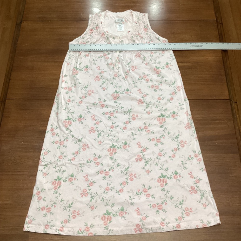 Celestial Dreams Pink Smocked Granny Nightgown Sleeveless Midi Medium Flaw - Picture 8 of 8